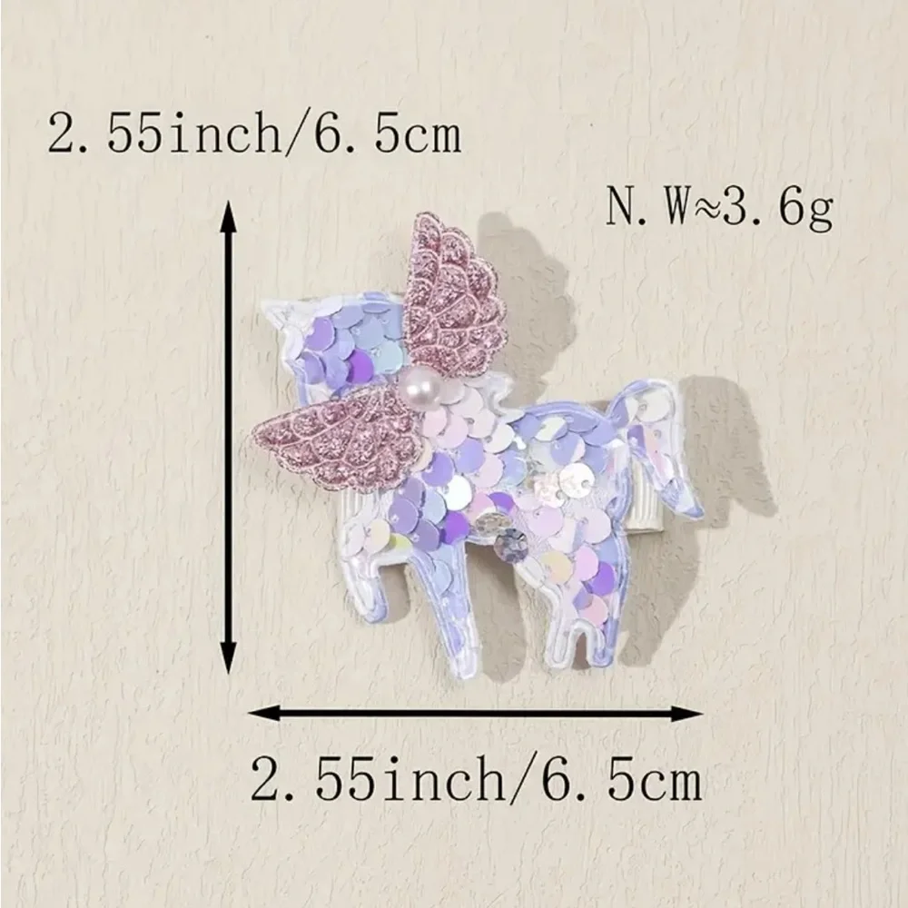 Glittery Unicorn Hair Clips ~ 6 Pieces